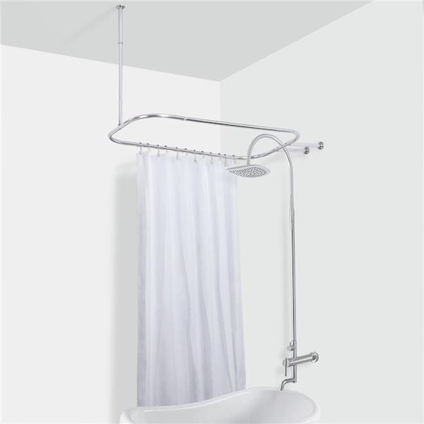 Utopia Alley Utopia Alley HP2SS 26 x 54 in. Aluminum Hoop Shower Rod with Ceiling Support for Clawfoot Tub; Chrome HP2SS - main